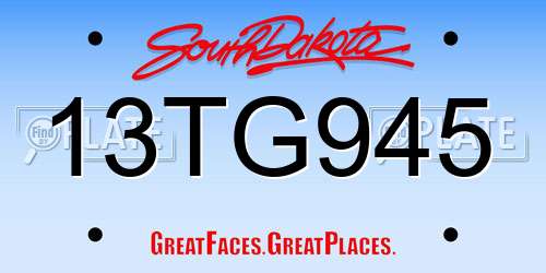 13TG945 South Dakota License Plate