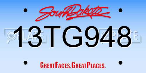 13TG948 South Dakota License Plate