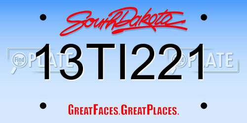 13TI221 South Dakota License Plate