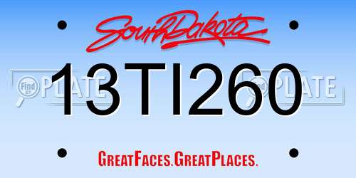 13TI260 South Dakota License Plate