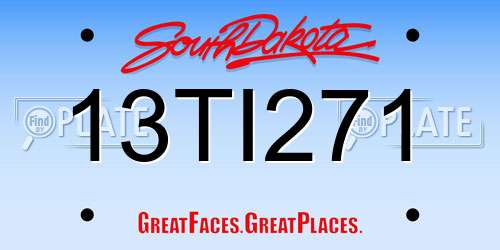 13TI271 South Dakota License Plate