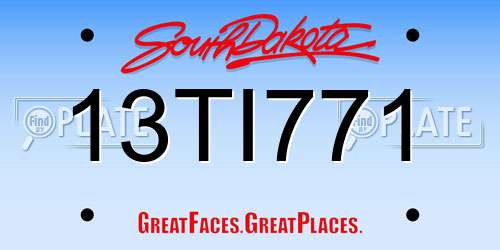 13TI771 South Dakota License Plate