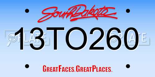 13TO260 South Dakota License Plate