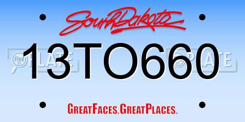 13TO660 South Dakota License Plate