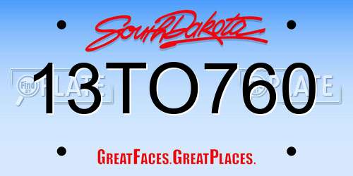 13TO760 South Dakota License Plate