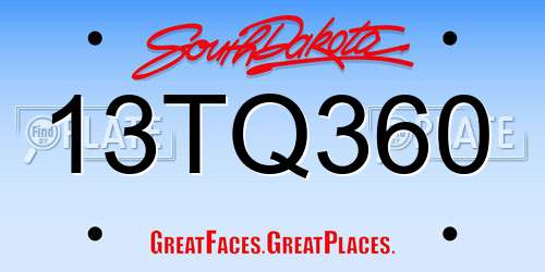 13TQ360 South Dakota License Plate
