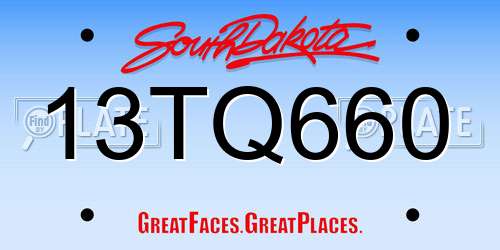 13TQ660 South Dakota License Plate