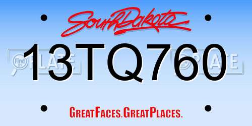 13TQ760 South Dakota License Plate