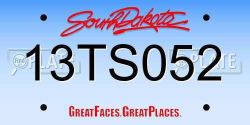 13TS052 South Dakota License Plate