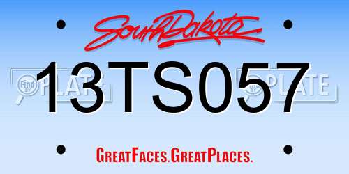 13TS057 South Dakota License Plate