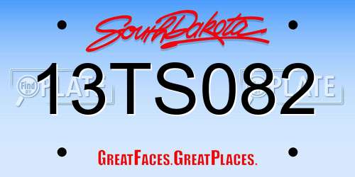 13TS082 South Dakota License Plate