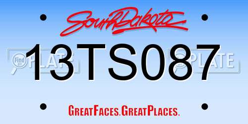 13TS087 South Dakota License Plate
