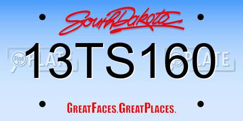 13TS160 South Dakota License Plate