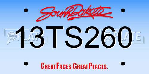 13TS260 South Dakota License Plate