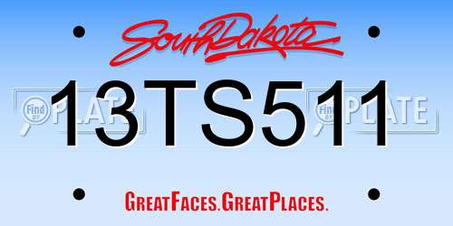 13TS511 South Dakota License Plate