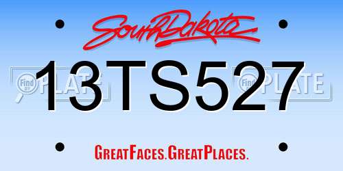 13TS527 South Dakota License Plate