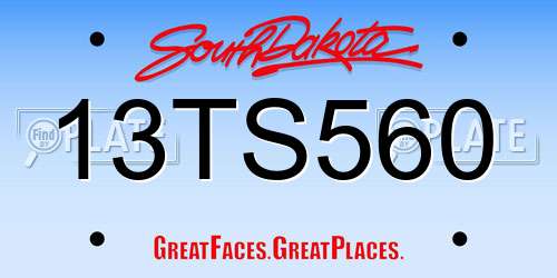 13TS560 South Dakota License Plate