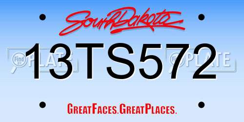 13TS572 South Dakota License Plate