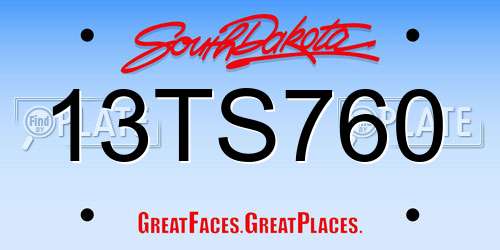 13TS760 South Dakota License Plate