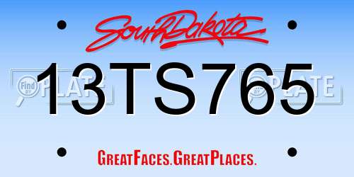 13TS765 South Dakota License Plate