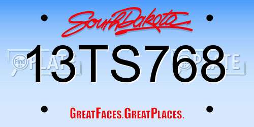13TS768 South Dakota License Plate