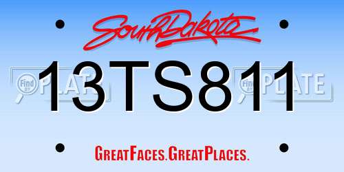 13TS811 South Dakota License Plate