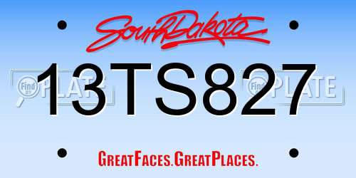 13TS827 South Dakota License Plate