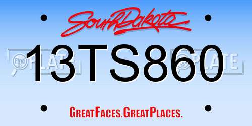 13TS860 South Dakota License Plate