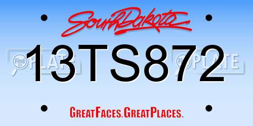 13TS872 South Dakota License Plate