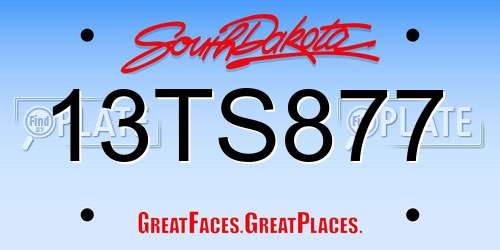 13TS877 South Dakota License Plate