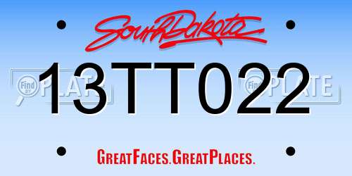 13TT022 South Dakota License Plate