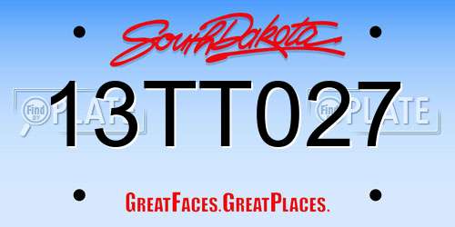 13TT027 South Dakota License Plate