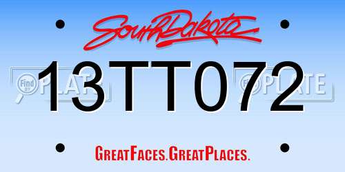 13TT072 South Dakota License Plate