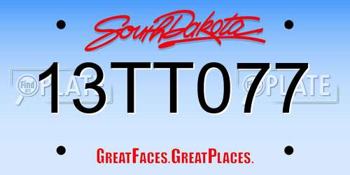 13TT077 South Dakota License Plate