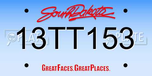 13TT153 South Dakota License Plate