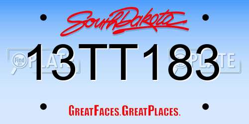 13TT183 South Dakota License Plate