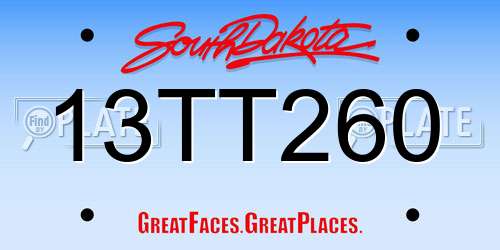 13TT260 South Dakota License Plate