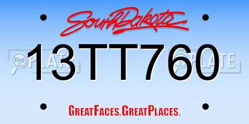 13TT760 South Dakota License Plate