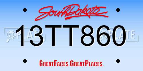 13TT860 South Dakota License Plate