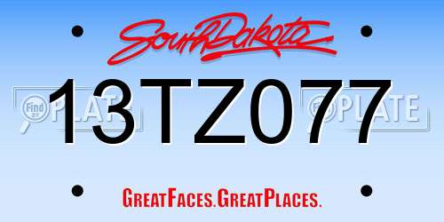 13TZ077 South Dakota License Plate