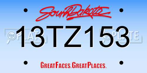 13TZ153 South Dakota License Plate