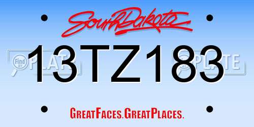 13TZ183 South Dakota License Plate