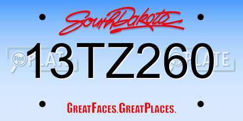 13TZ260 South Dakota License Plate