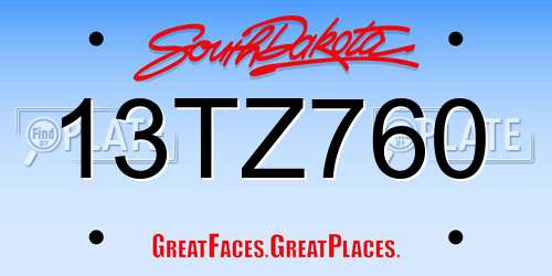 13TZ760 South Dakota License Plate