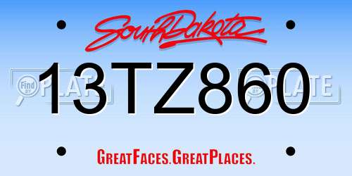 13TZ860 South Dakota License Plate