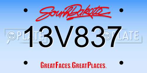 13V837 South Dakota License Plate