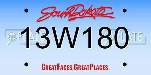 13W180 South Dakota License Plate