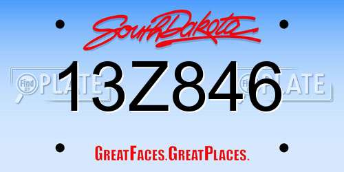 13Z846 South Dakota License Plate