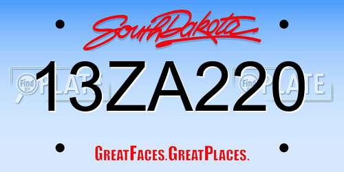 13ZA220 South Dakota License Plate