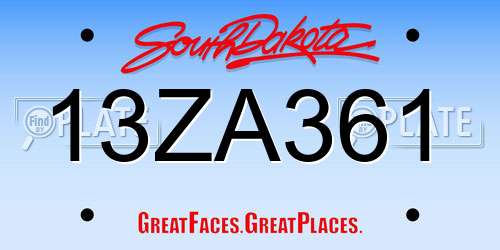 13ZA361 South Dakota License Plate